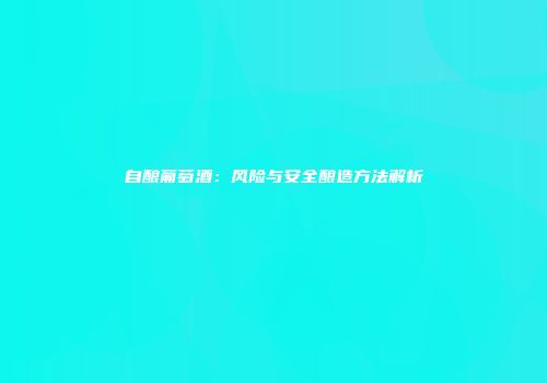 自酿葡萄酒：风险与安全酿造方法解析