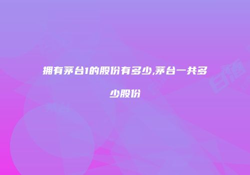 拥有茅台1的股份有多少,茅台一共多少股份