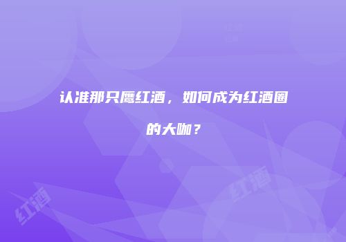 认准那只鹰红酒，如何成为红酒圈的大咖？