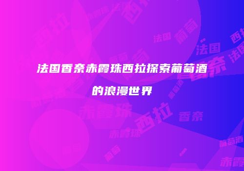 法国香奈赤霞珠西拉探索葡萄酒的浪漫世界