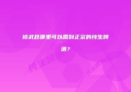 修武县哪里可以喝到正宗的纯生啤酒？