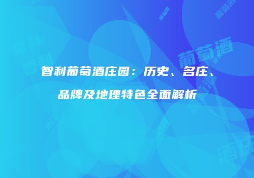 智利葡萄酒庄园：历史、名庄、品牌及地理特色全面解析
