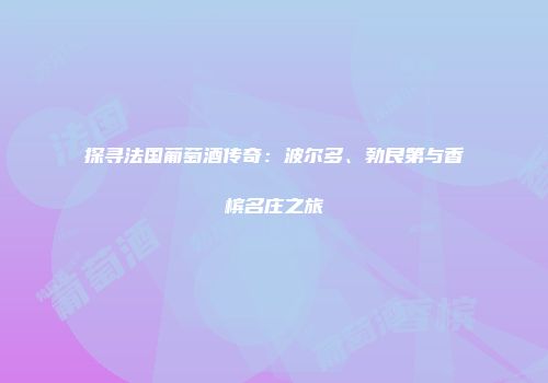探寻法国葡萄酒传奇：波尔多、勃艮第与香槟名庄之旅