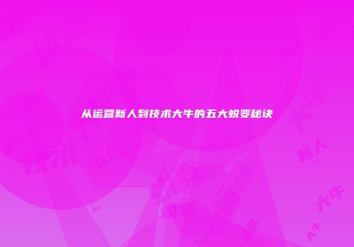 从运营新人到技术大牛的五大蜕变秘诀