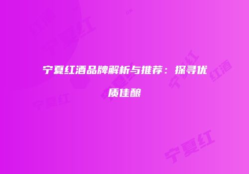 宁夏红酒品牌解析与推荐：探寻优质佳酿