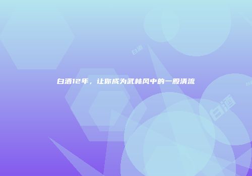 白酒12年，让你成为武林风中的一股清流