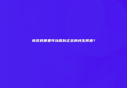 修武县哪里可以喝到正宗的纯生啤酒？