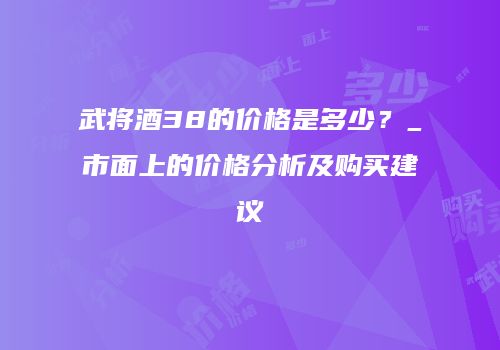 武将酒38的价格是多少？_市面上的价格分析及购买建议