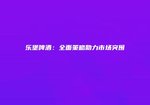 乐堡啤酒：全面策略助力市场突围