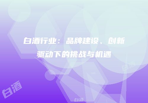 白酒行业：品牌建设、创新驱动下的挑战与机遇