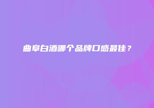 曲阜白酒哪个品牌口感最佳？