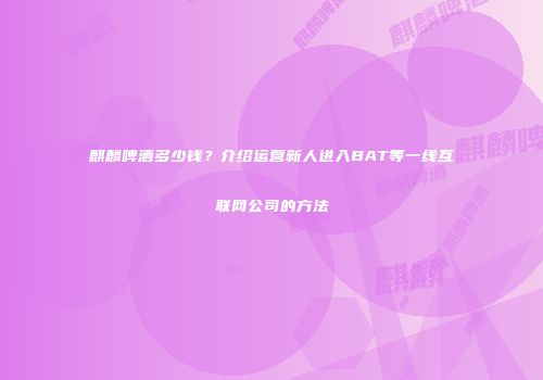 麒麟啤酒多少钱？介绍运营新人进入BAT等一线互联网公司的方法
