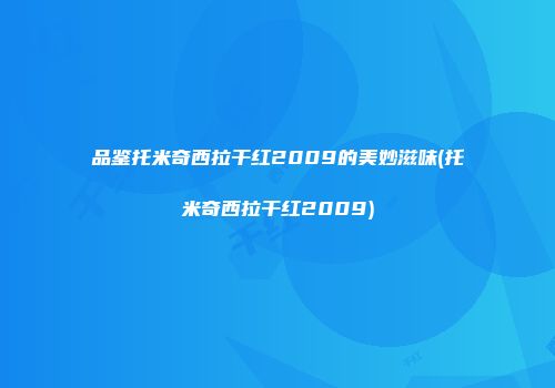 品鉴托米奇西拉干红2009的美妙滋味(托米奇西拉干红2009)
