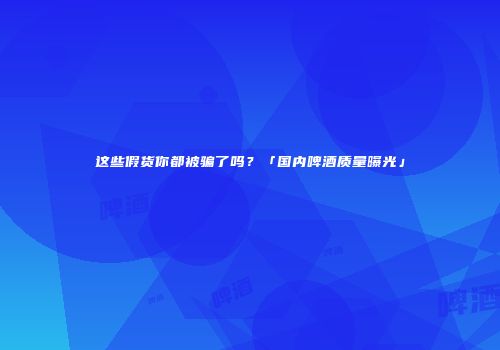 这些假货你都被骗了吗？「国内啤酒质量曝光」