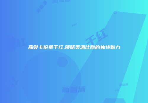 品尝卡伦堡干红,领略美酒佳酿的独特魅力