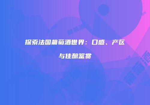 探索法国葡萄酒世界：口感、产区与佳酿鉴赏