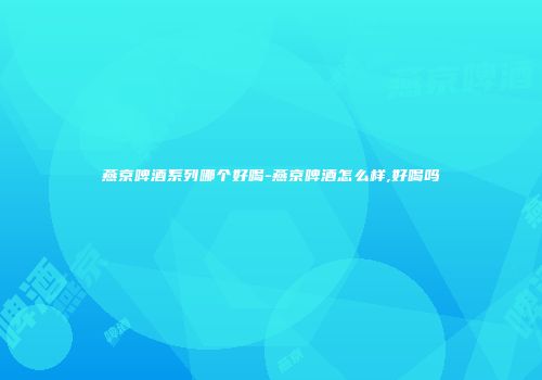 燕京啤酒系列哪个好喝-燕京啤酒怎么样,好喝吗