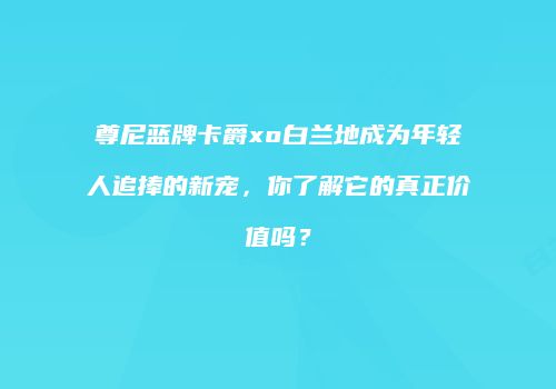 尊尼蓝牌卡爵xo白兰地成为年轻人追捧的新宠，你了解它的真正价值吗？