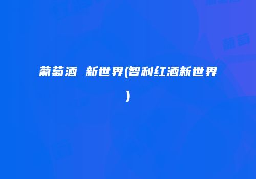 葡萄酒 新世界(智利红酒新世界)