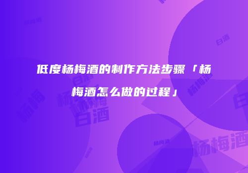 低度杨梅酒的制作方法步骤「杨梅酒怎么做的过程」