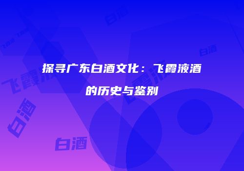 探寻广东白酒文化：飞霞液酒的历史与鉴别