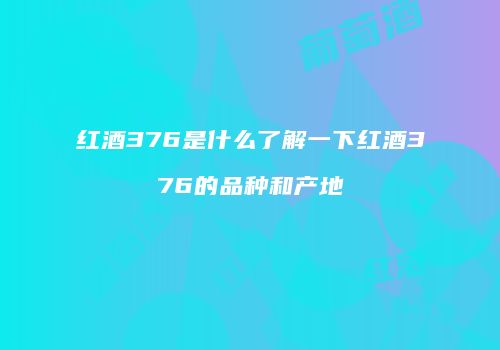 红酒376是什么了解一下红酒376的品种和产地