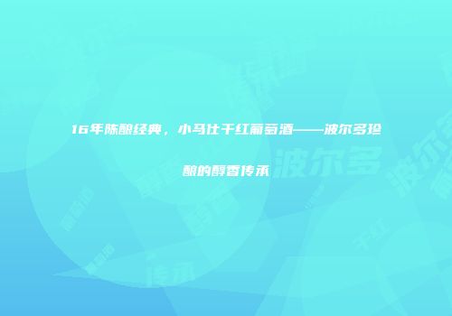 16年陈酿经典，小马仕干红葡萄酒——波尔多珍酿的醇香传承