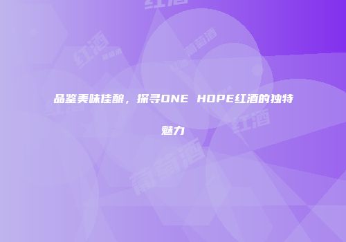 品鉴美味佳酿，探寻ONE HOPE红酒的独特魅力