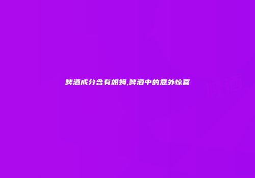 啤酒成分含有朗姆,啤酒中的意外惊喜