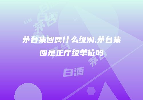 茅台集团属什么级别,茅台集团是正厅级单位吗