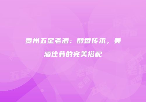 贵州五星老酒：醇香传承，美酒佳肴的完美搭配
