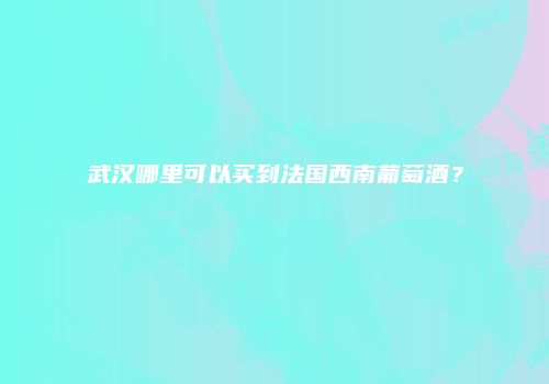 武汉哪里可以买到法国西南葡萄酒？