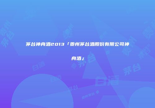 茅台神舟酒2013「贵州茅台酒股份有限公司神舟酒」