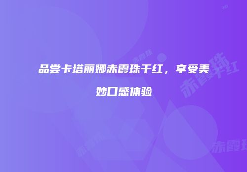 品尝卡塔丽娜赤霞珠干红，享受美妙口感体验
