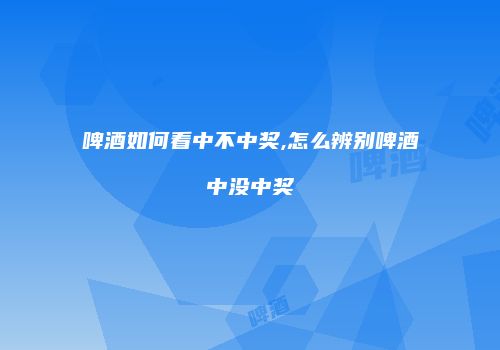 啤酒如何看中不中奖,怎么辨别啤酒中没中奖