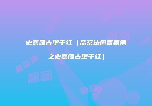 史嘉隆古堡干红（品鉴法国葡萄酒之史嘉隆古堡干红）