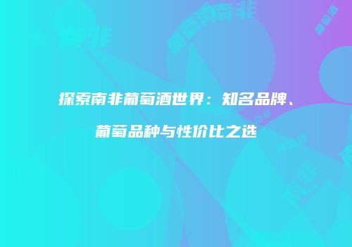 探索南非葡萄酒世界：知名品牌、葡萄品种与性价比之选