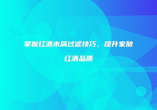 掌握红酒木屑过滤技巧，提升家酿红酒品质