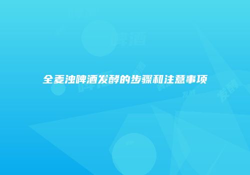 全麦浊啤酒发酵的步骤和注意事项