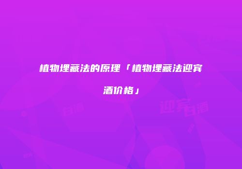 植物埋藏法的原理「植物埋藏法迎宾酒价格」