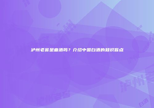 泸州老窖是曲酒吗？介绍中国白酒的知识盲点