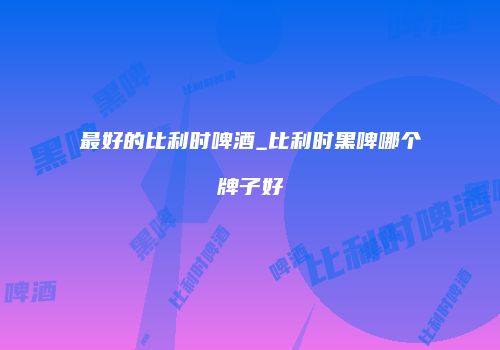 最好的比利时啤酒_比利时黑啤哪个牌子好