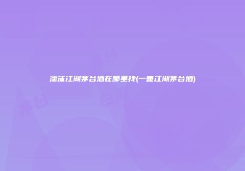 濡沫江湖茅台酒在哪里找(一壶江湖茅台酒)