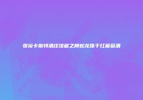 张裕卡斯特酒庄馆藏之樽蛇龙珠干红葡萄酒
