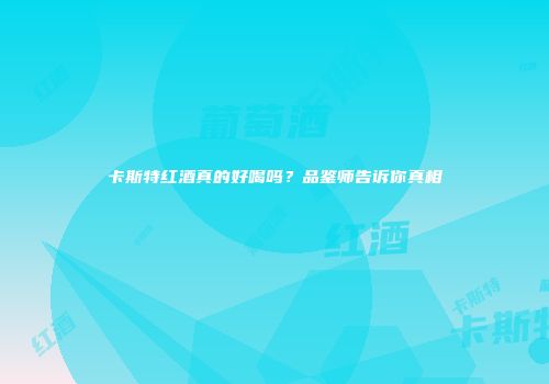 卡斯特红酒真的好喝吗？品鉴师告诉你真相