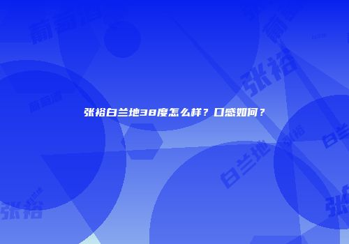 张裕白兰地38度怎么样？口感如何？
