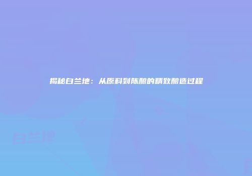揭秘白兰地：从原料到陈酿的精致酿造过程