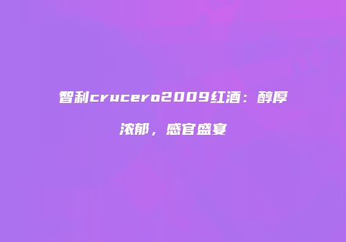 智利crucero2009红酒：醇厚浓郁，感官盛宴