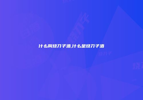 什么叫烧刀子酒,什么是烧刀子酒