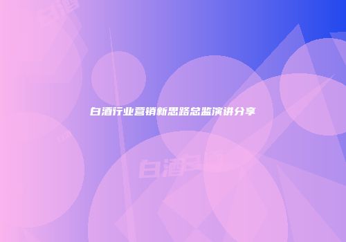 白酒行业营销新思路总监演讲分享